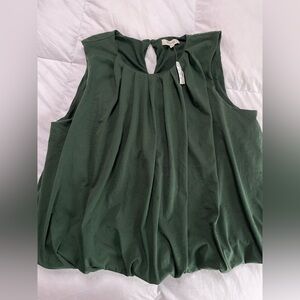 Madewell Sleeveless bubble Top Sz large green pleated